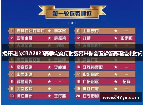 揭开谜底CBA2023赛季究竟何时落幕带你全面解答赛程结束时间